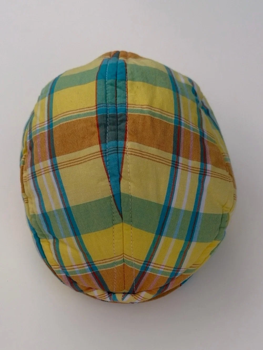 Kids Yellow Plaid Cotton Cap - Brand Unspecified